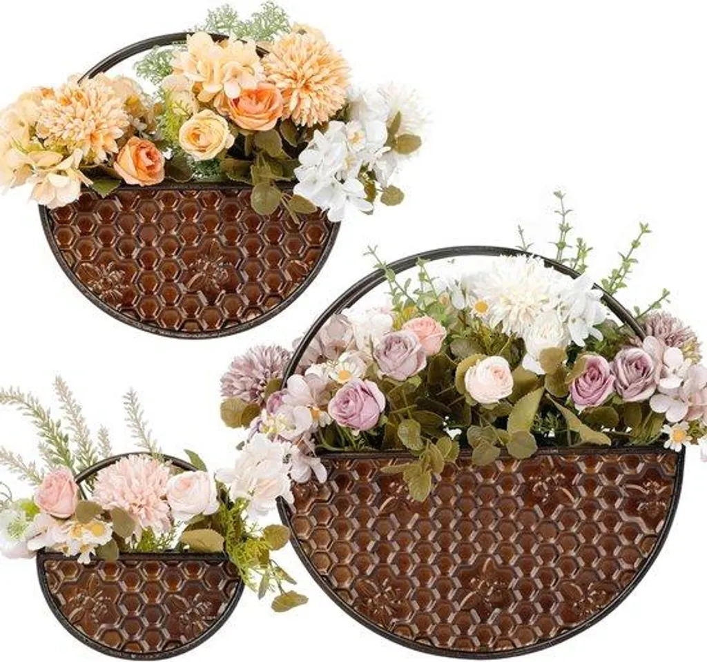 Pots muraux ronds Brons lot de 3 pour décoration intérieure et jardin