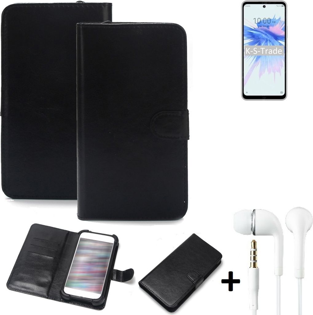K-S-Trade Wallet Case Handyhülle kompatibel mit ZTE Libero 5G II Schutzhülle Flip cover Flipstyle Tasche Hülle Flipcover Slim Bumper schwarz + in