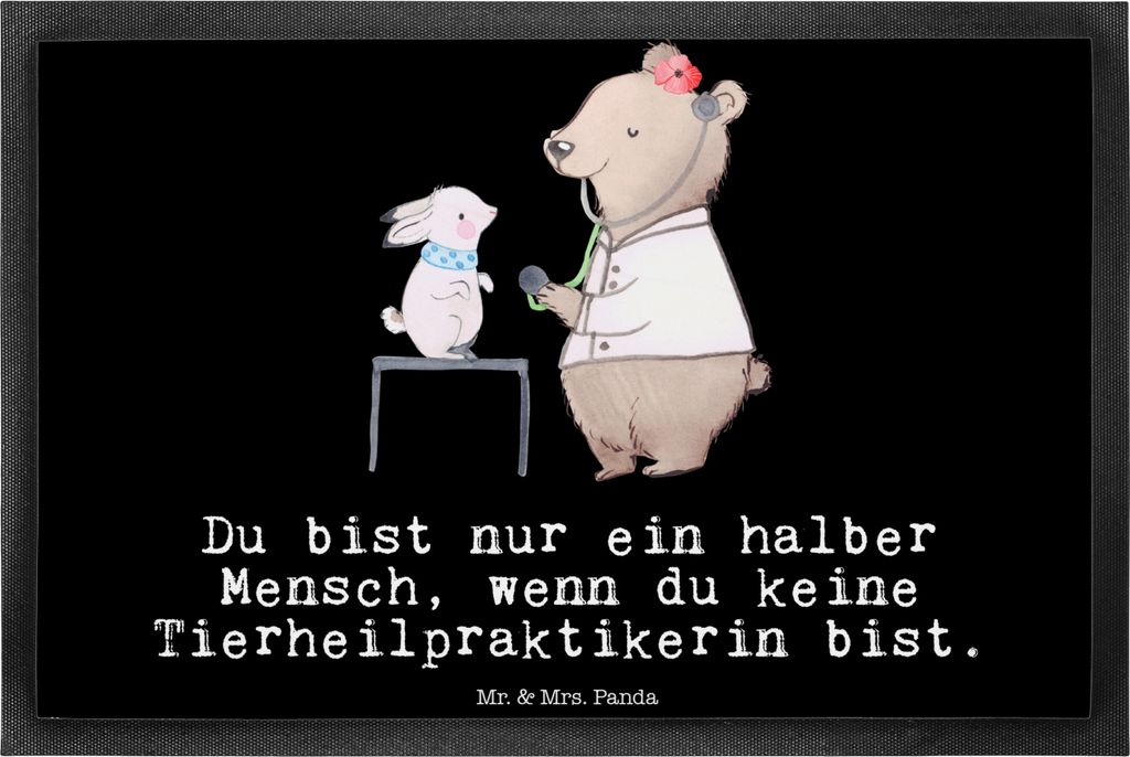 Mr. & Mrs. Panda fußmatte Tierheilpraktikerin Herz 40 x 60 cm - Schwarz - Geschenk, Schmutzmatte, Fußabtreter, Fußabstreifer, Bodenvorleger, Sch...