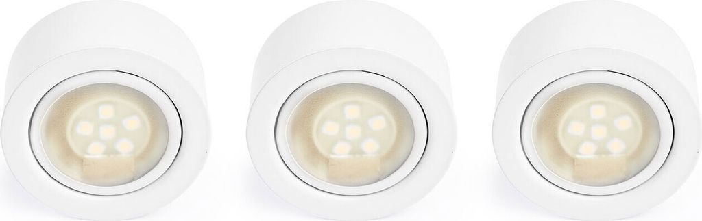 3 x LED Möbel Aufbau- & Einbauleuchten Mercur Weiß IP44 3 x Produktbild 