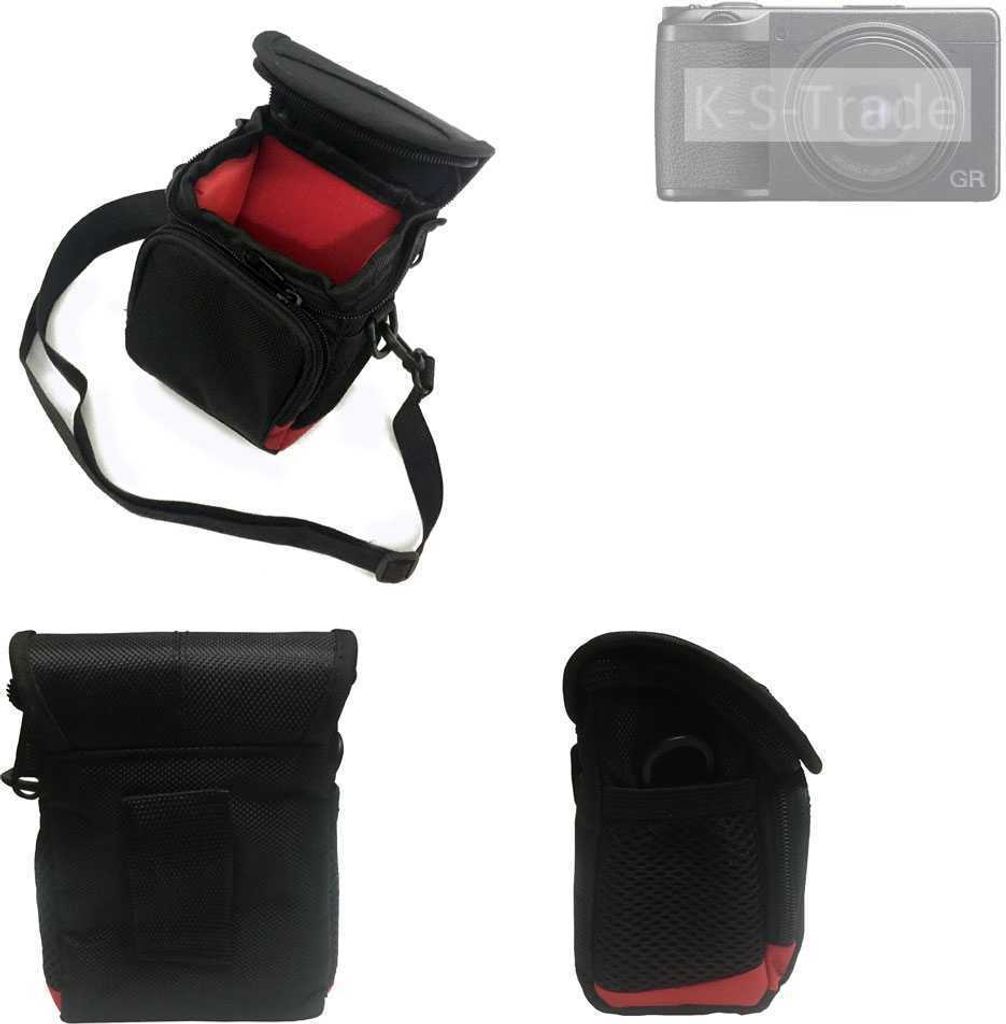 K-S-Trade Kameratasche Fototasche Umhängetasche Schultertasche Zubehör Tasche Schutz Hülle kompatibel mit Ricoh GR IIIx mit Zusatzfach und