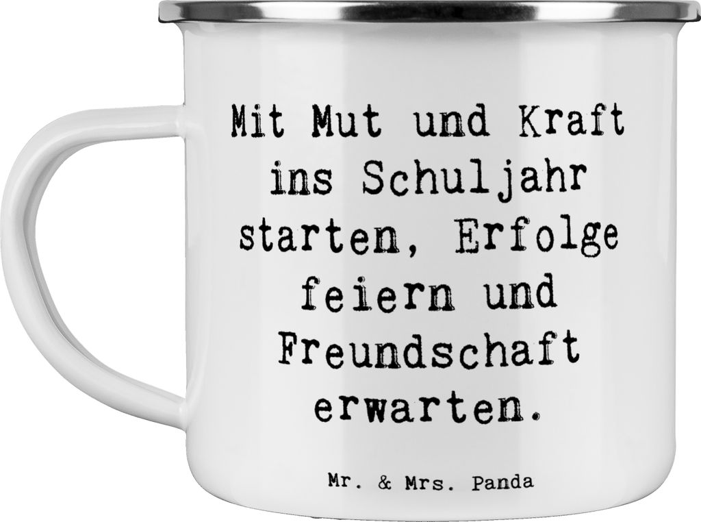 Mr. & Mrs. Panda Pott Spruch Mutiger Schulanfang - Weiß - Geschenk, feiern, Inspiration, Lebensfreude, Schuljahr, Kaffeepott, Trost, Zuversicht, e...