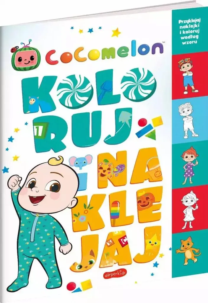 Livre de coloriage Cocomelon et collage enfant, 24 pages polonais