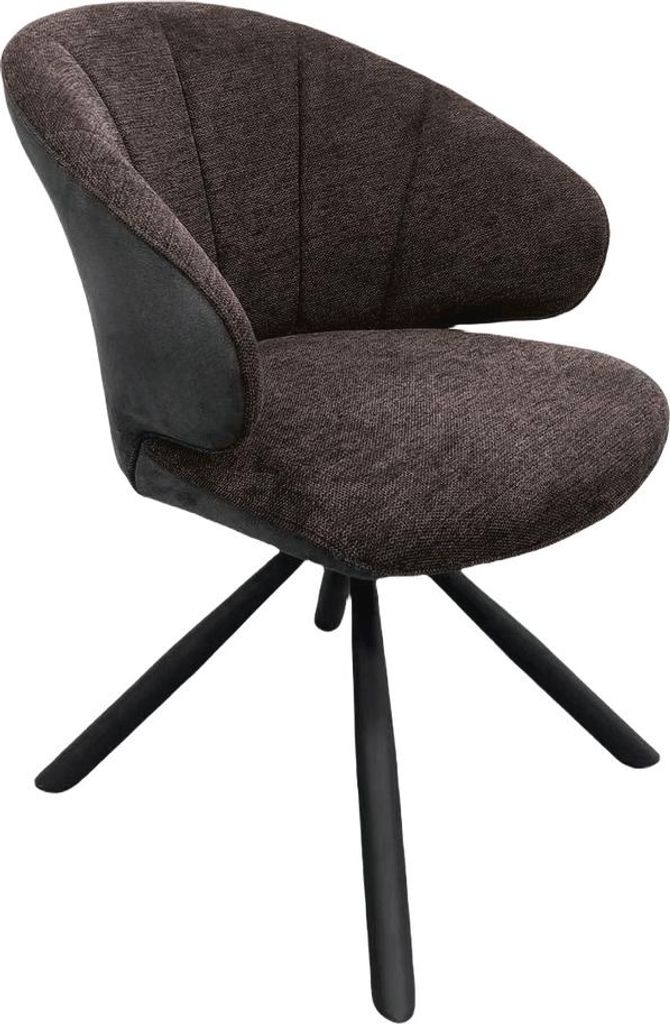 Design Esszimmerstuhl Stuhl Brezo 1AS, Gestell schwarz matt braun drehbar