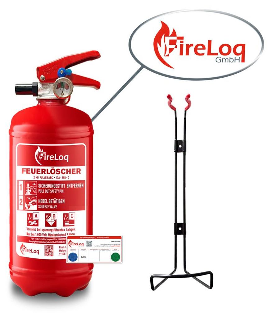 FireLoq 2kg Pulver Feuerlöscher für Brandklasse ABC mit 13A Produktbild 