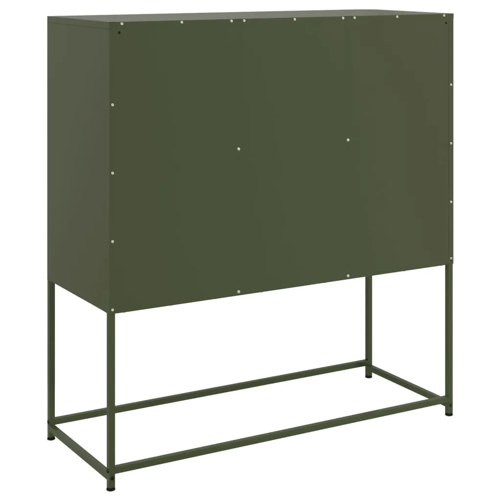 Meuble de rangement haut vert olive en métal 100,5 cm pour salon moderne