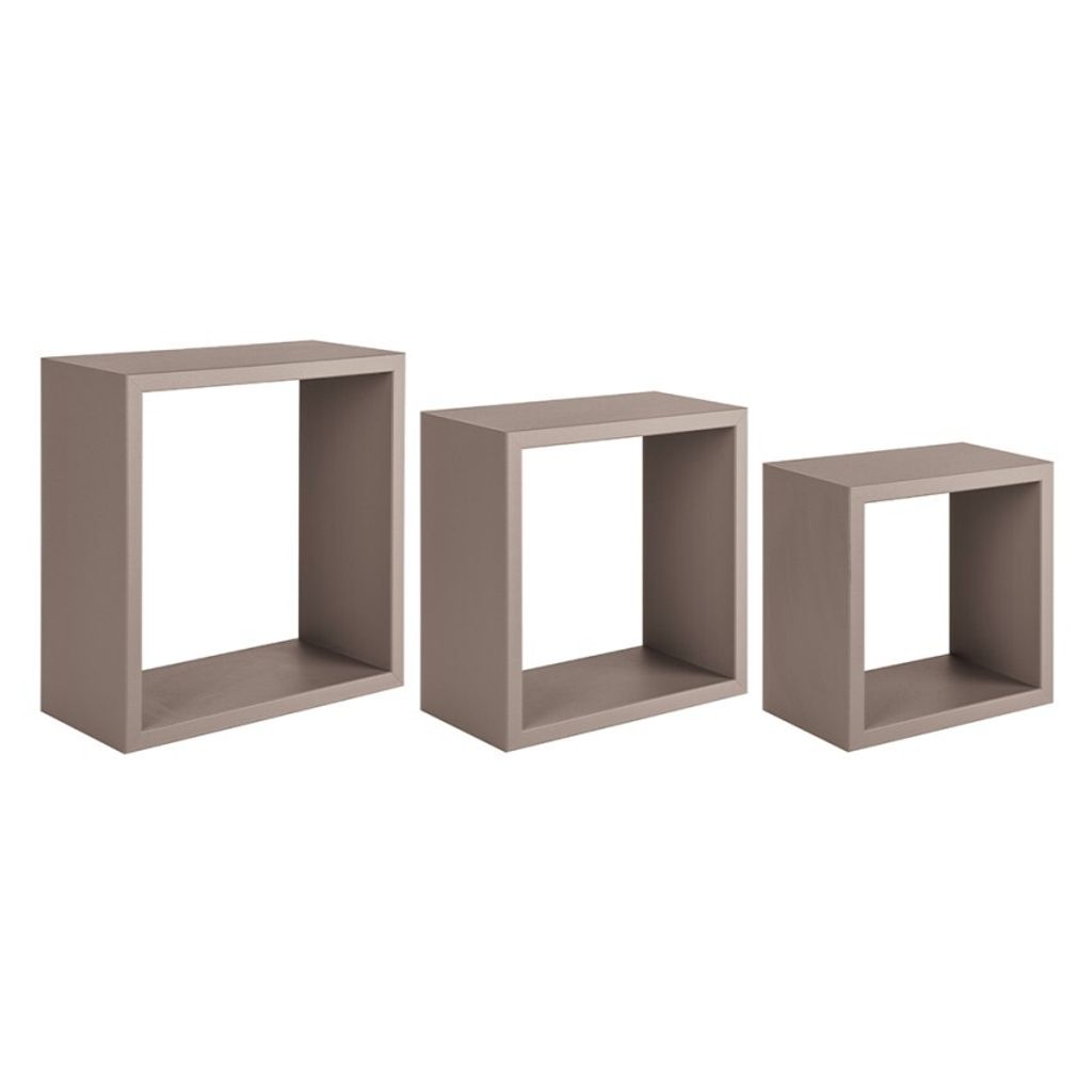 Set aus 3 modernen Wandregal-Würfeln Incubo - Taupe