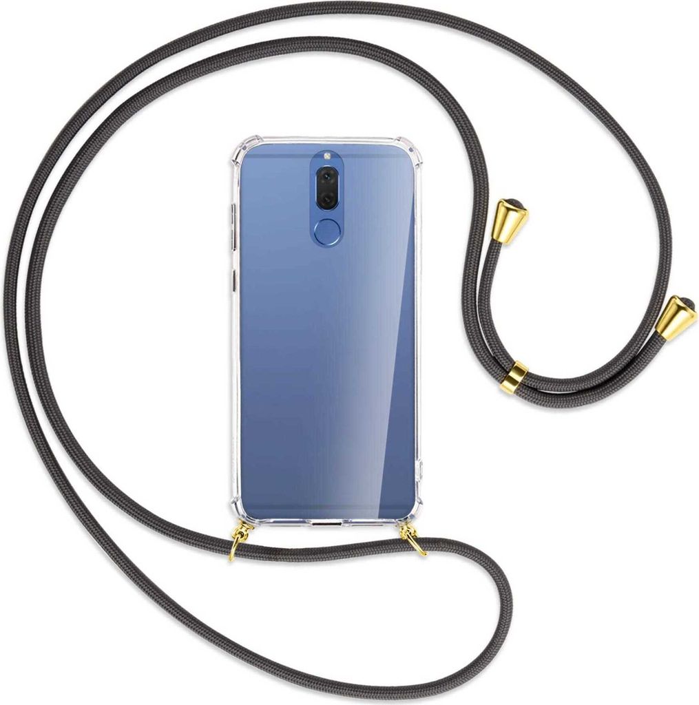Handykette Backcover-Schutzhülle mit Band (Metall goldfarben) für Huawei Mate 10 Lite / G10 - dunkelgrau