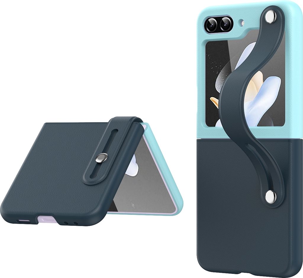 Samsung Galaxy Z Flip5 2-teilige Klappbare Hülle mit Handschlaufe H-Blau /D-Blau