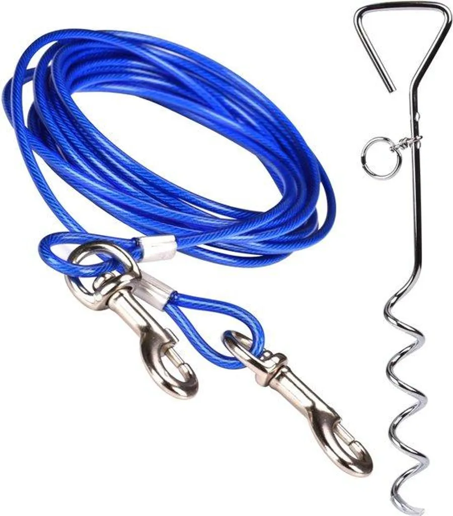 Laisse pour chien 360° en acier inox 3m sangle spirale anti-nœuds