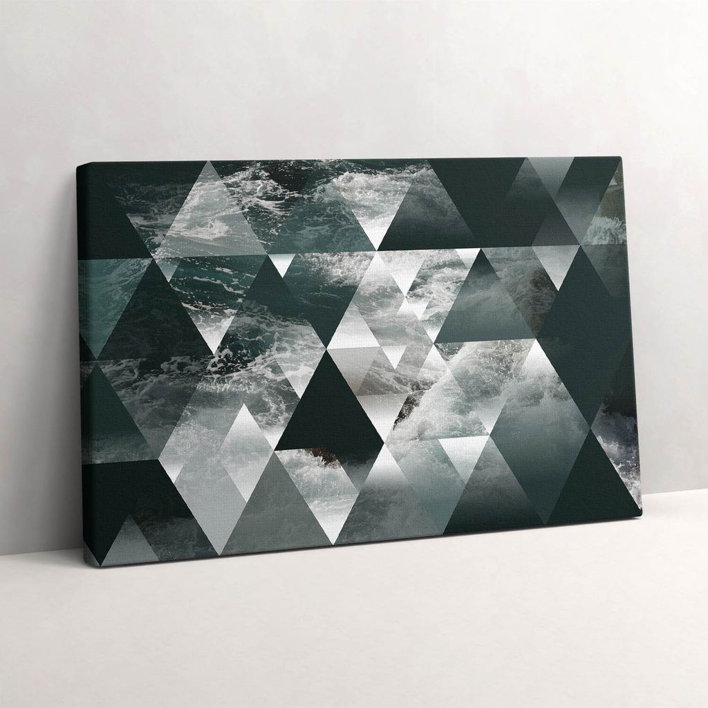 Geometrische Abstraktion von Meereswellen – Leinwandbild Wandbild – 60x40 cm – Leinwandbilder – Wandbilder – Schlafzimmer – Flur