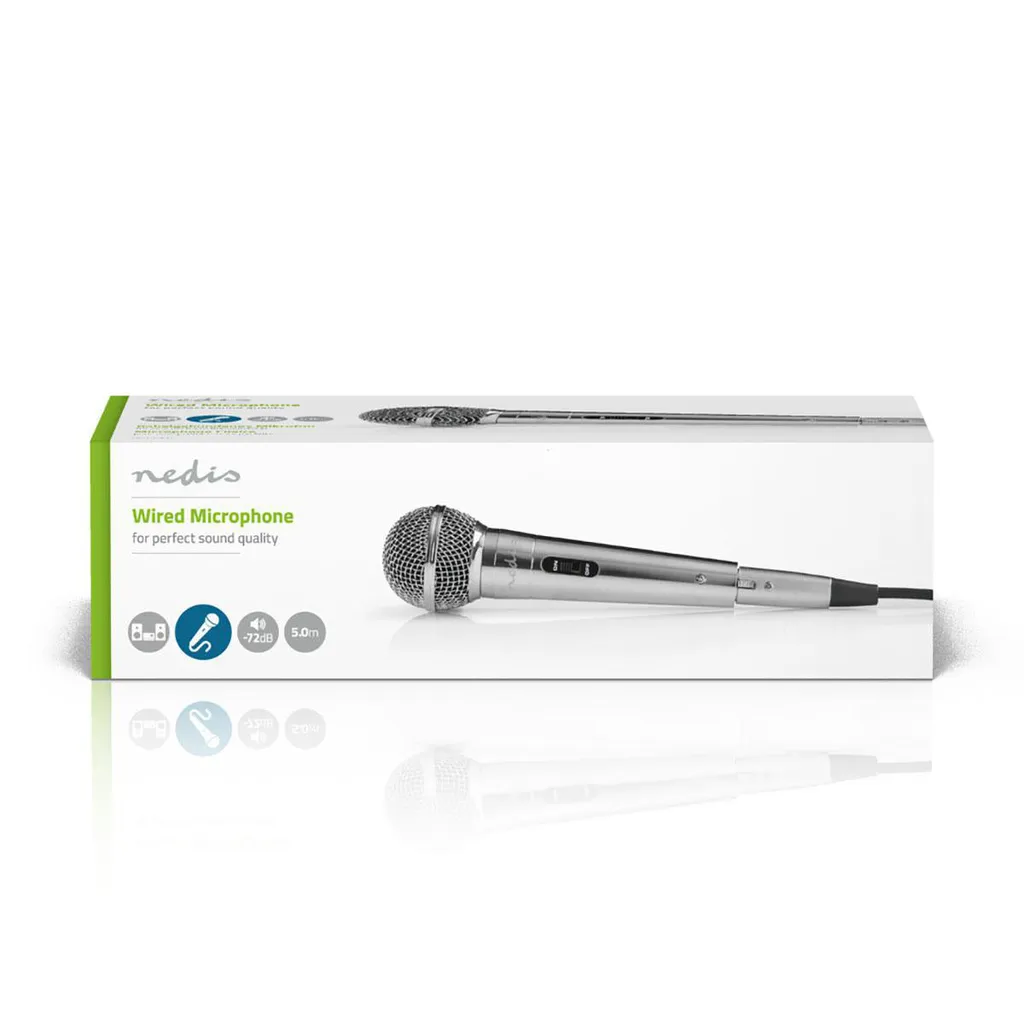 Microfono per Voce in Metallo Argento - Cavo 5m - Sicuro e Facile - 4
