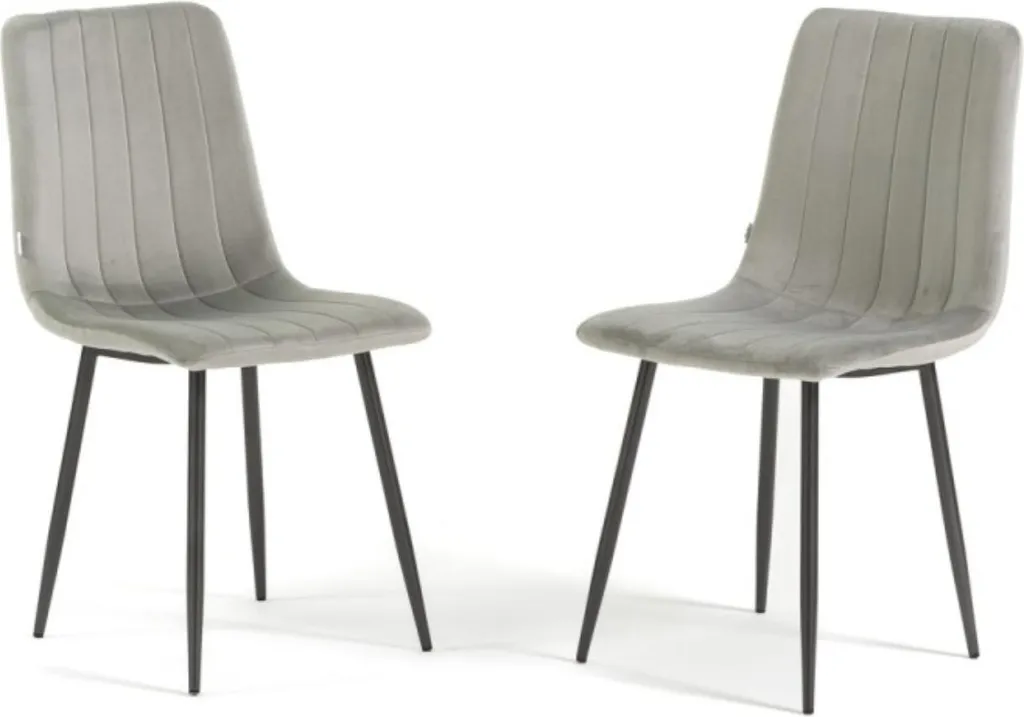 Chaises de table ergonomiques en velours gris clair lot de 2 stables