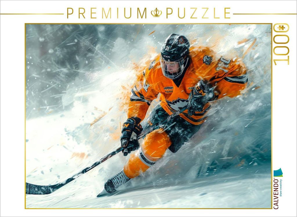 CALVENDO Puzzle Eishockey, Schlittschuhläuferische Geschicklichkeit | 1000 Teile Lege-Größe 64x48cm Foto-Puzzle für glückliche Stunden