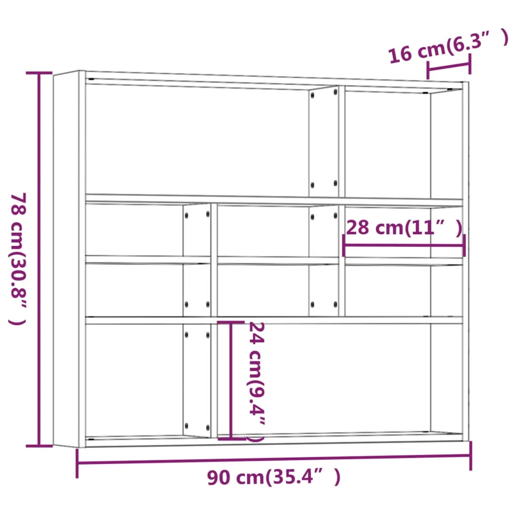 Étagère Murale 90x78 cm Chêne Marron - Structure Bois Composite Robuste - 8