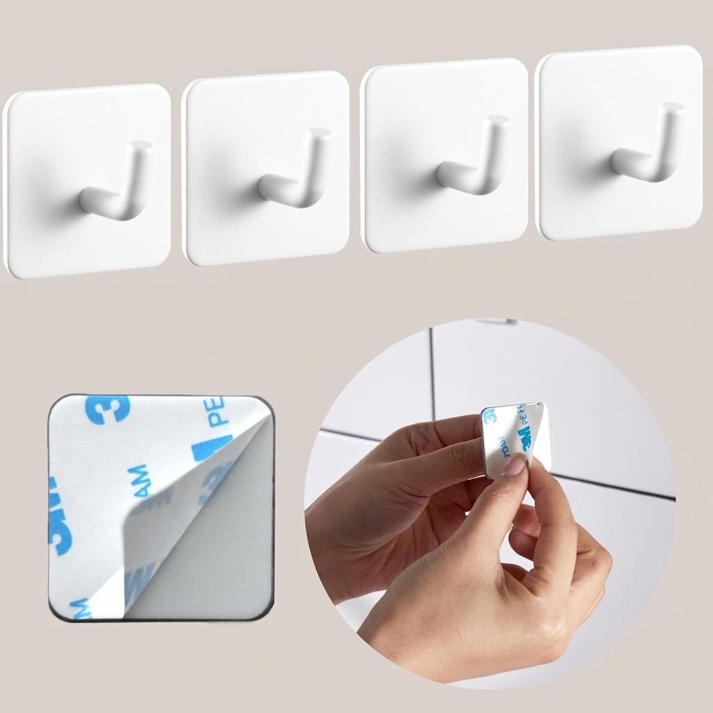 DEKAZIA® Gancio Adesivo Bianco Opaco – Appendiabiti Parete Immagine del prodotto 