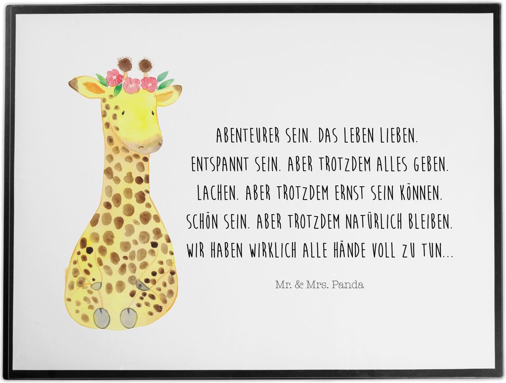 Mr. & Mrs. Panda arbeitsmatte Giraffe Blumenkranz - Weiß - Geschenk, Selbstliebe, Schreibunterlage, Unterlage Schreibtisch, Afrika, schreibtischun...