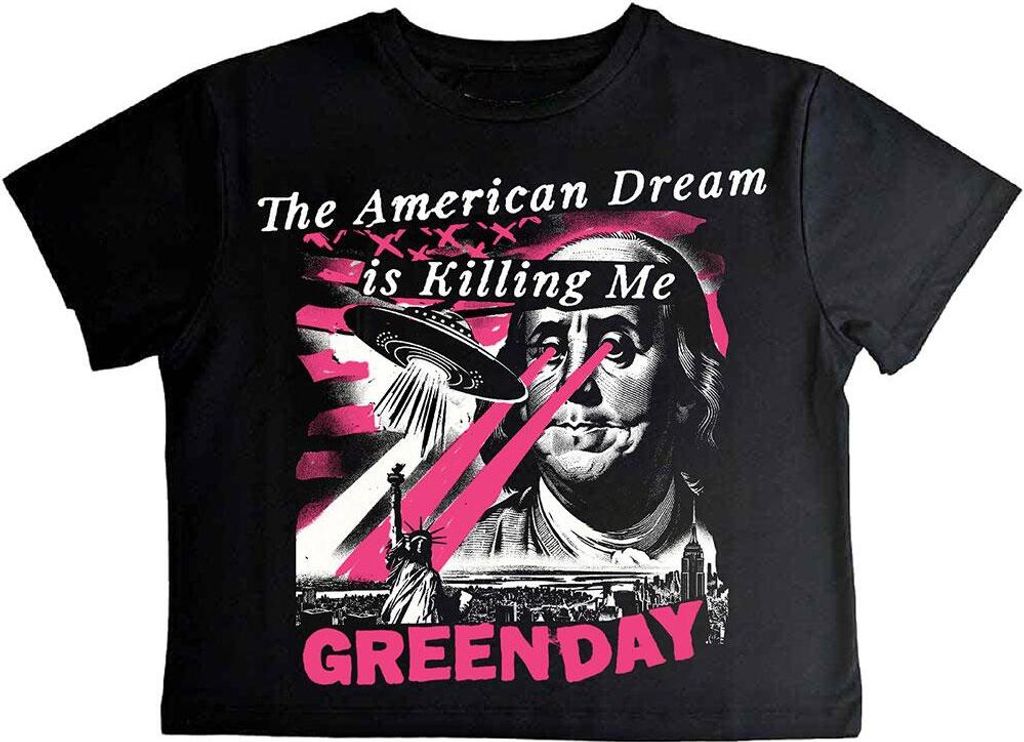 Green Day - "American Dream" Kurzes Top für Damen RO12593 (S) (Schwarz)