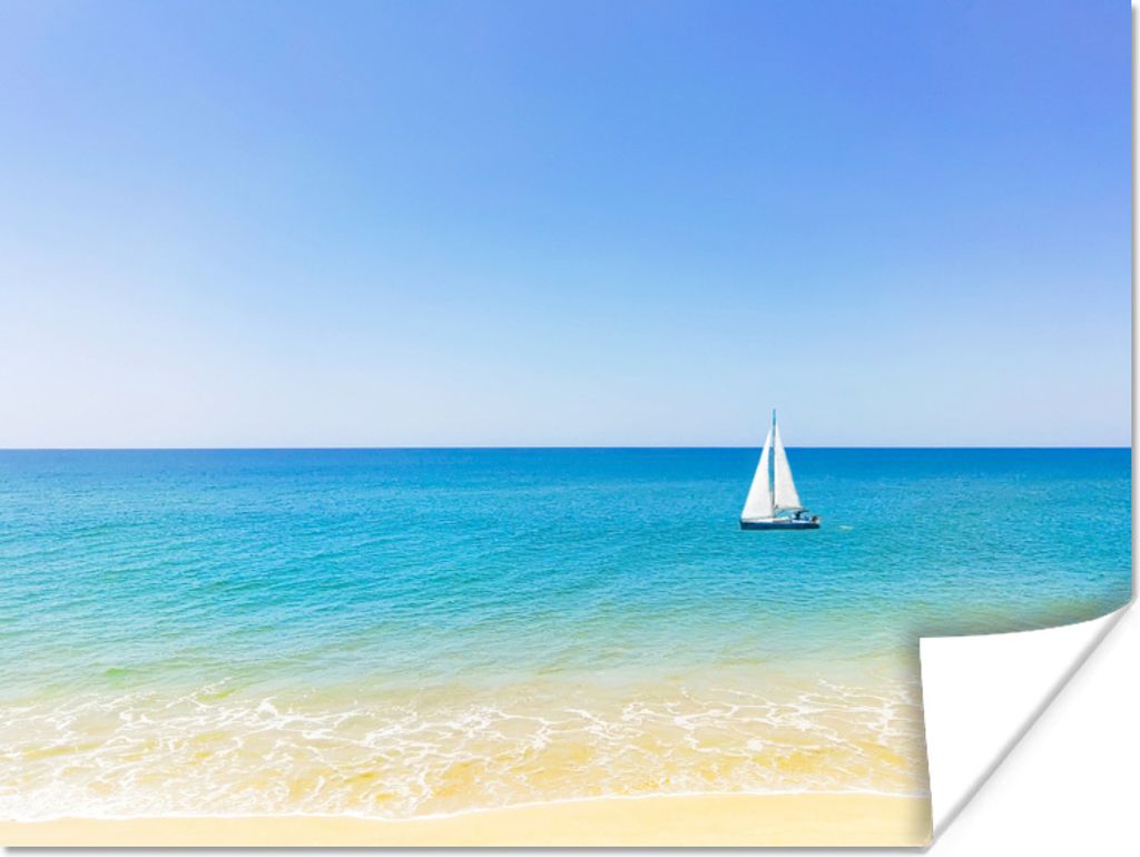 MuchoWow Poster Ein Segelboot vor der Küste Portugals 120x90 cm - Wandbild