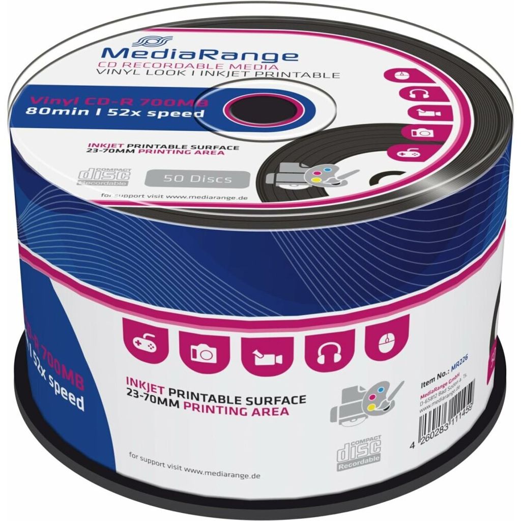 CD-R MediaRange 700MB 700MB 50er Spindel Vinyl Black injekt Image du produit 