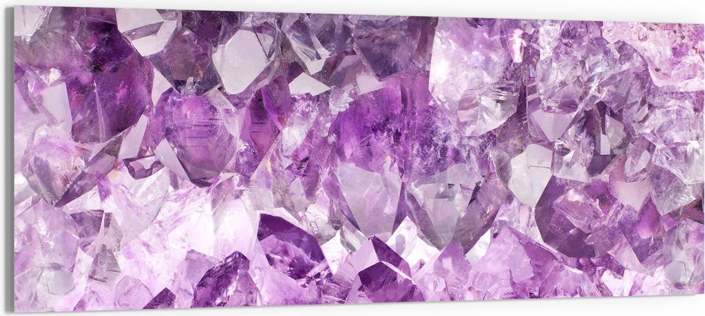 DEQORI Glasbild Echtglas 125x50 cm 'Violette Pracht' Wandbild Bild modern Deko