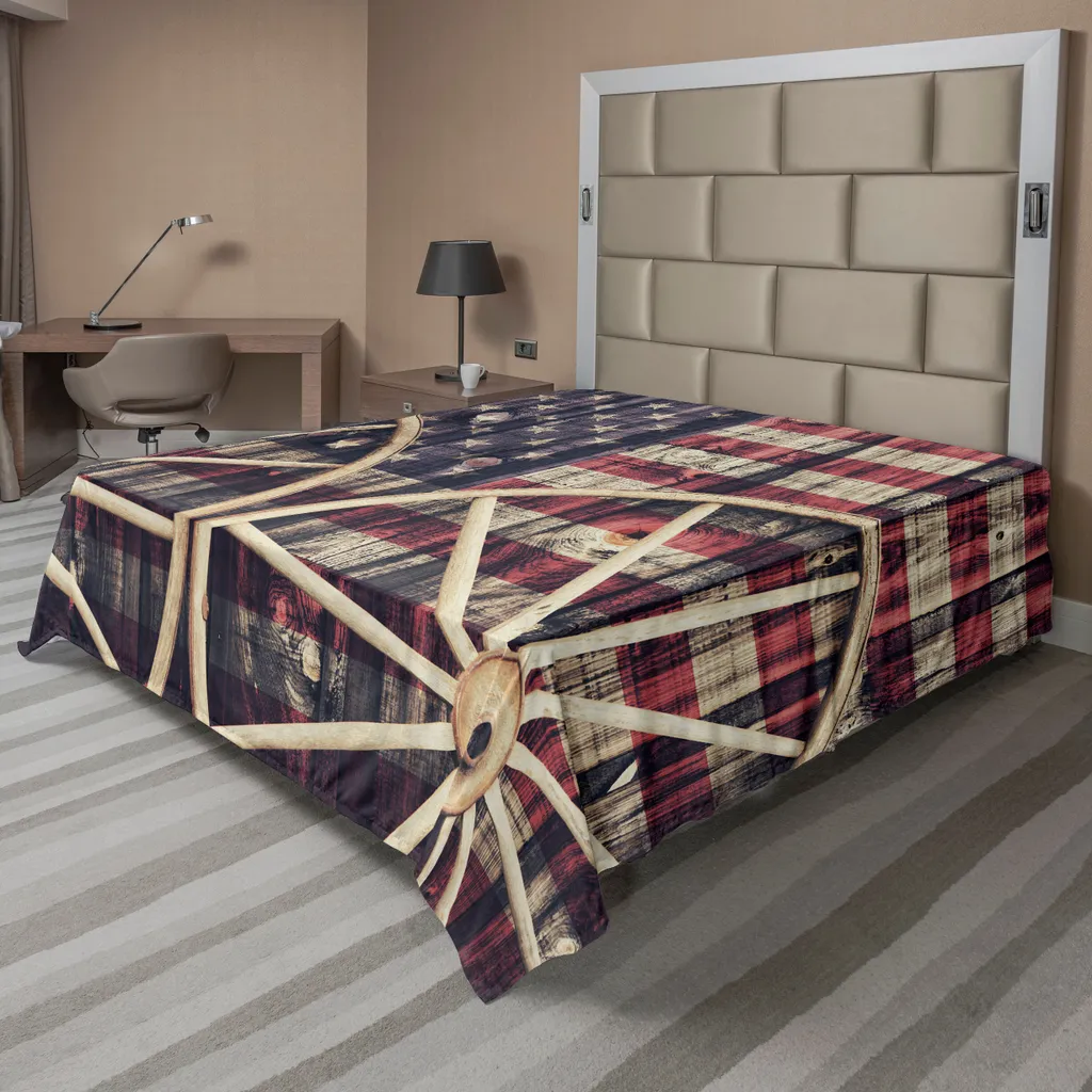 Lenzuolo Morbido ABAKUHAUS 275x260 cm - Bandiera USA e Ruote Carro