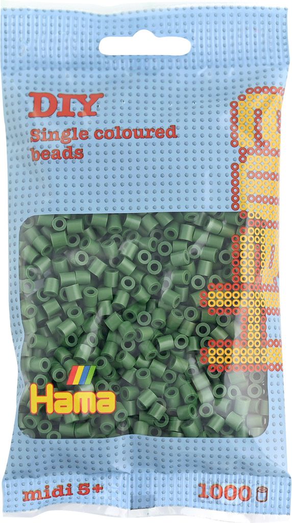 Hama Bügelperlen midi waldgrün im Beutel 5,0 mm 1.000 Bügelperlen