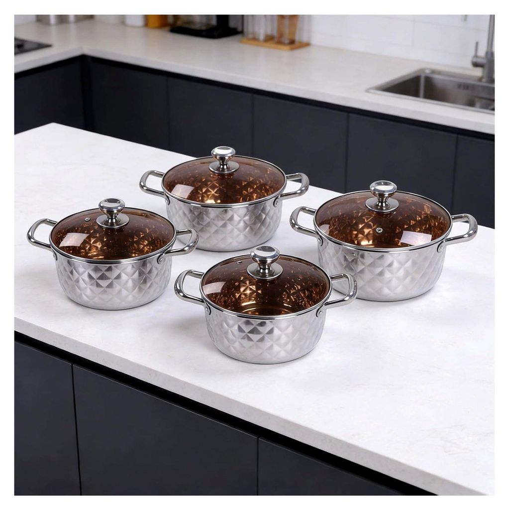 Edelstahl-Kochgeschirr-Set mit Antihaftbeschichtung, Suppentopf mit Deckel und Doppelgriffen, spülmaschinenfest, für verschiedene Kochanwendungen