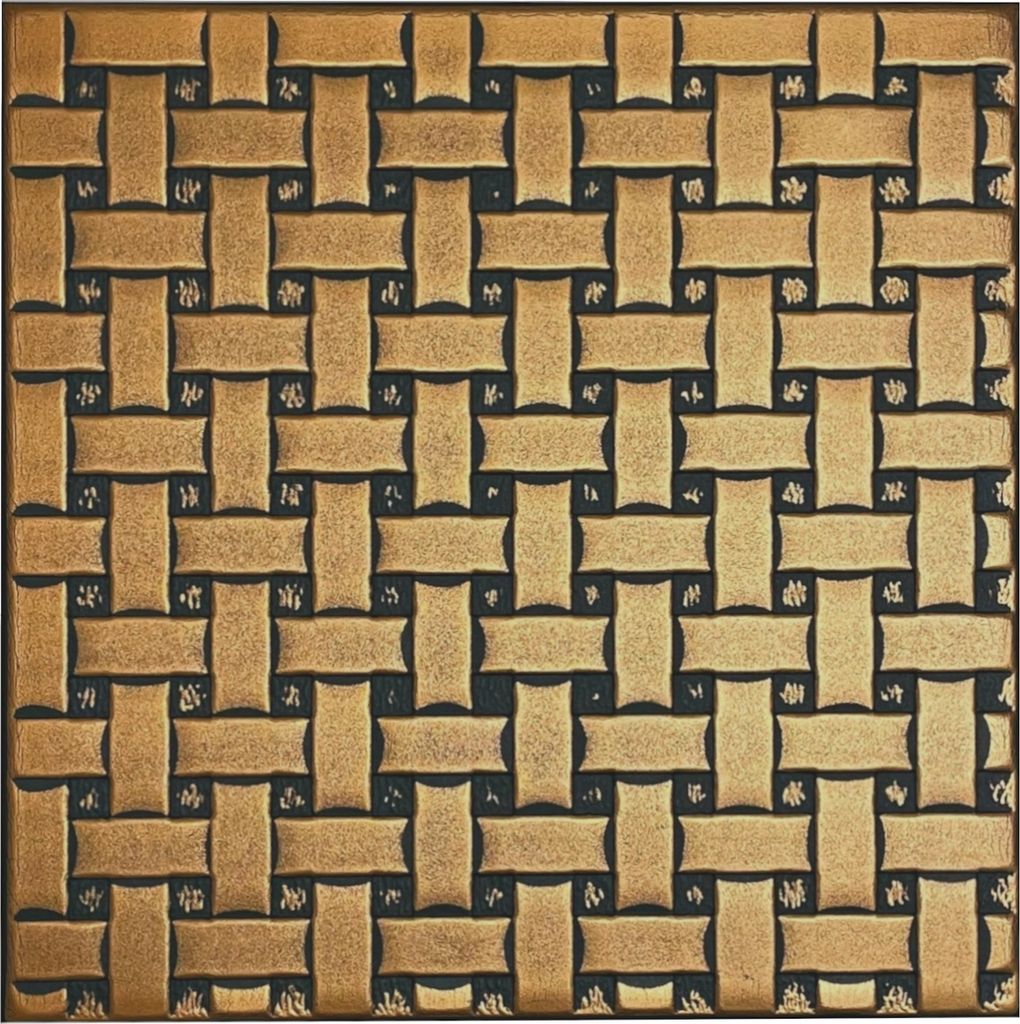 A close-up, full-frame shot of a decorative wall panel with a woven pattern.
