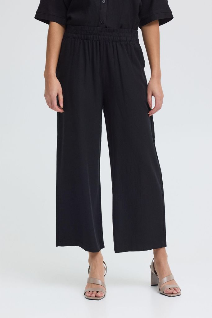 Oxmo OXNInna Damen Hose Freizeithose Pants Leinenmix Loose Fit