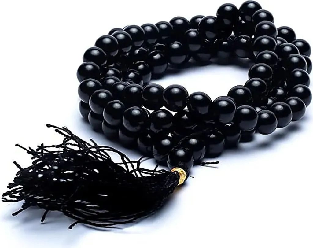 Bracelet Mala Onyx Noir 108 Perles 7mm pour Yoga et Équilibre Intérieur