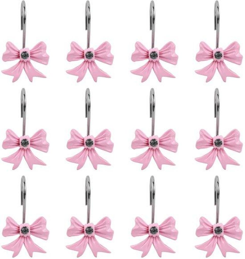 Gordijnringen Set aus Kunststoff, 12er Pack, rosa, für Badkamer