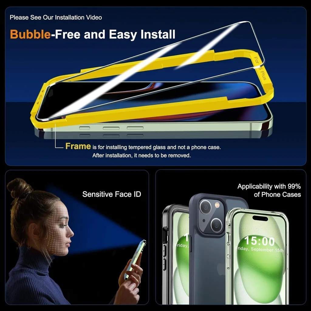 Offerta Kit 6-in-1 iPhone 15 Plus - Protezione 9H Schermo e Camera - 6