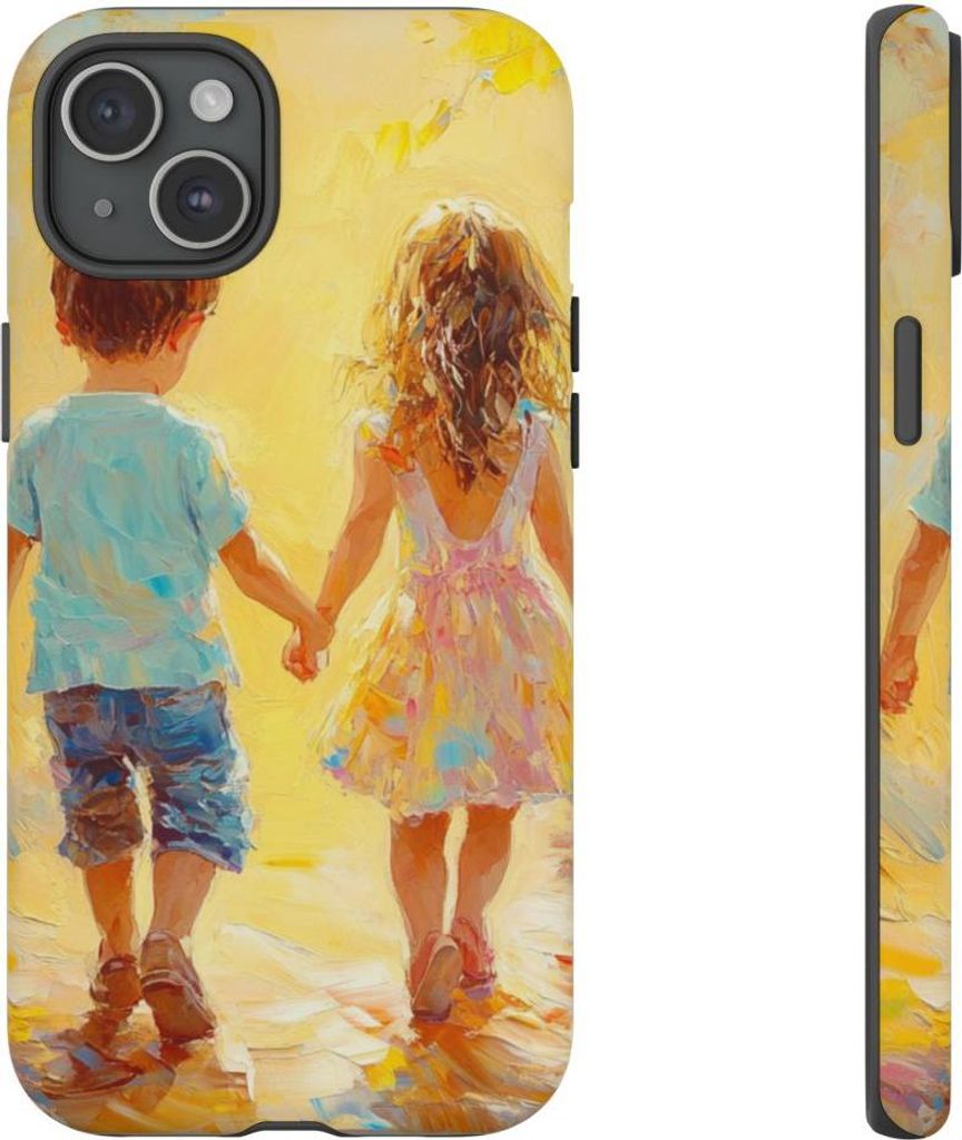 Fröhliches Kinder-Motiv in leuchtenden Farben – Hülle Kompatibel mit iPhone 15 Plus