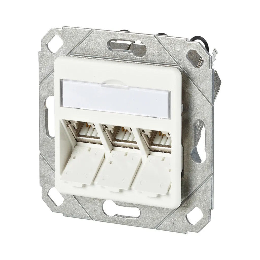 Boîtier triple port 180°M C6Amodul blanc pur pour installation réseau