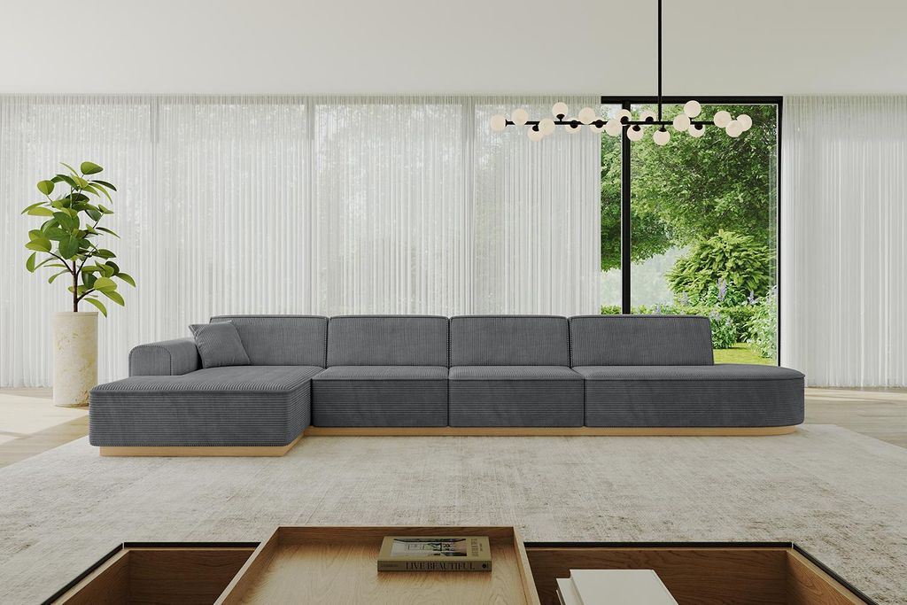 ALTDECOR Ecksofa in L-Form IREA-L3-v2 412x165x80 cm Dunkelgrau Corner Sofa Eckcouch Couch Wohnlandschaft Cauchsofa