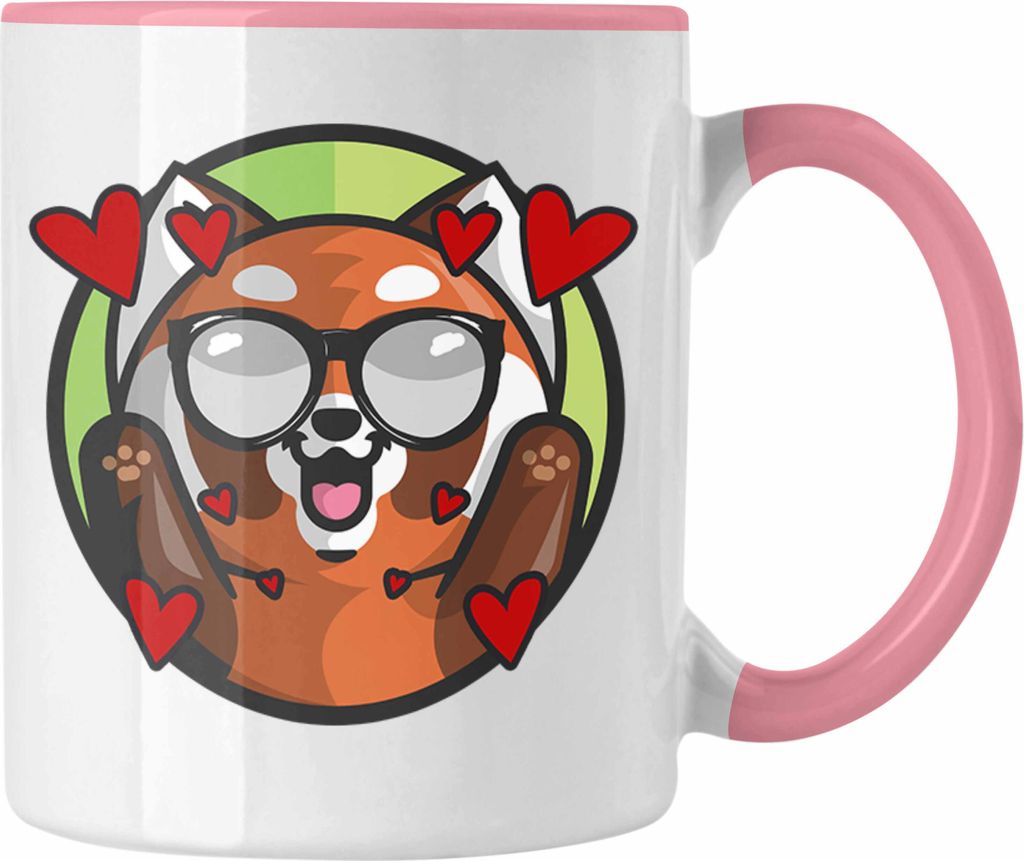 Trendation - Love Panda Tasse Kinder Geschenkidee für Jungs Mädchen Lustige Grafik Jungen (Rosa)