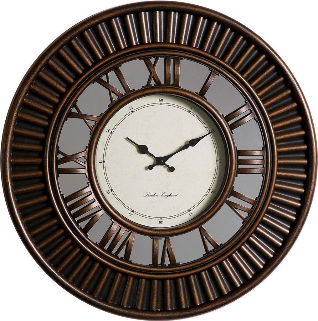 MPM-Quality Wanduhr Mirroman rund Ø 510 mm Kunststoff Dunkelbraun/Braun