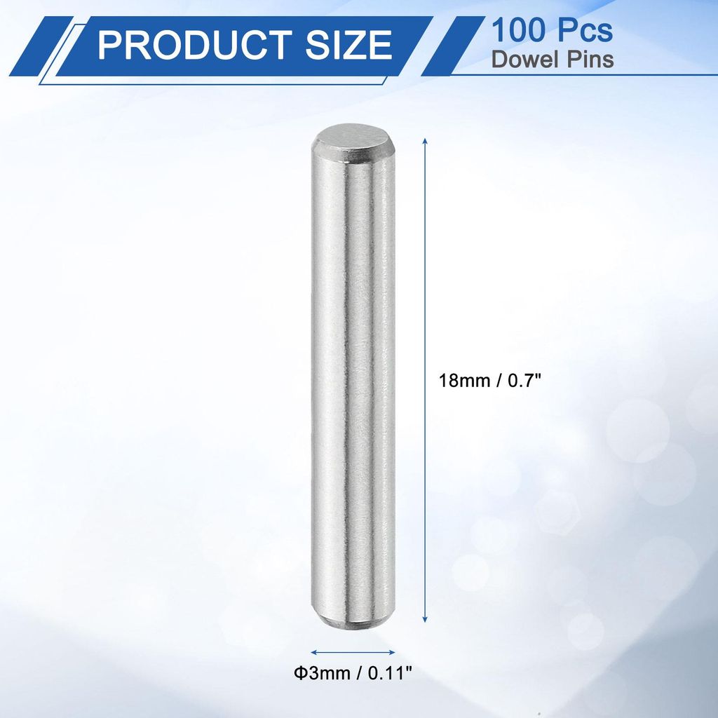 100 Stš¹ck Zylinderstifte Rostfrei, 3mm x 18mm Dš¹belstifte Spannstift, 304 Edelstahl Metallstifte, Silberton Passstift Bolzen Metall fš¹r DI...
