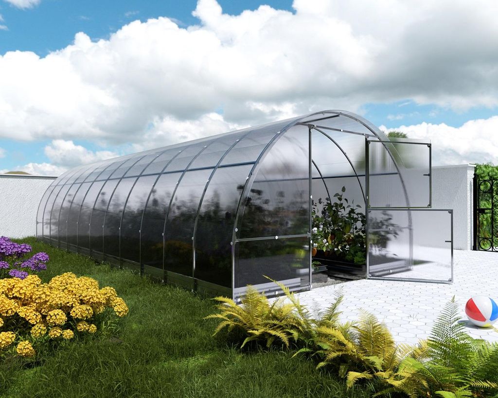 Gewächshaus KLASIKA EASY 3x8m (24m2) mit 4mm Polycarbonat (Rahmen aus Vierkantrohr)

