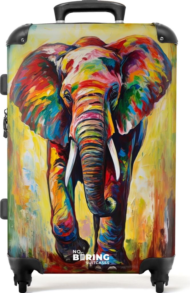 NoBoringSuitcases.com Großer Koffer - Porträt eines Elefanten als Ölgemälde Kunstwerk - Kombinationsschloss TSA - Hartschalen Trolley 4 Rolle...