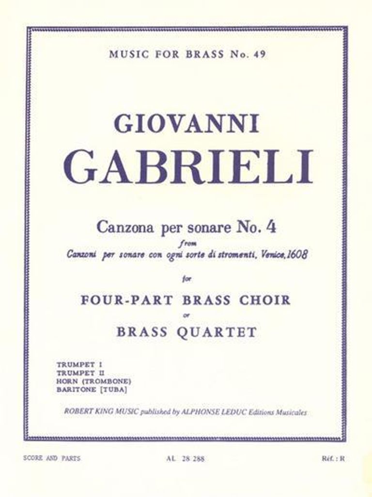 Canzona per sonare no.4 for 4-partbrass choir or quartet