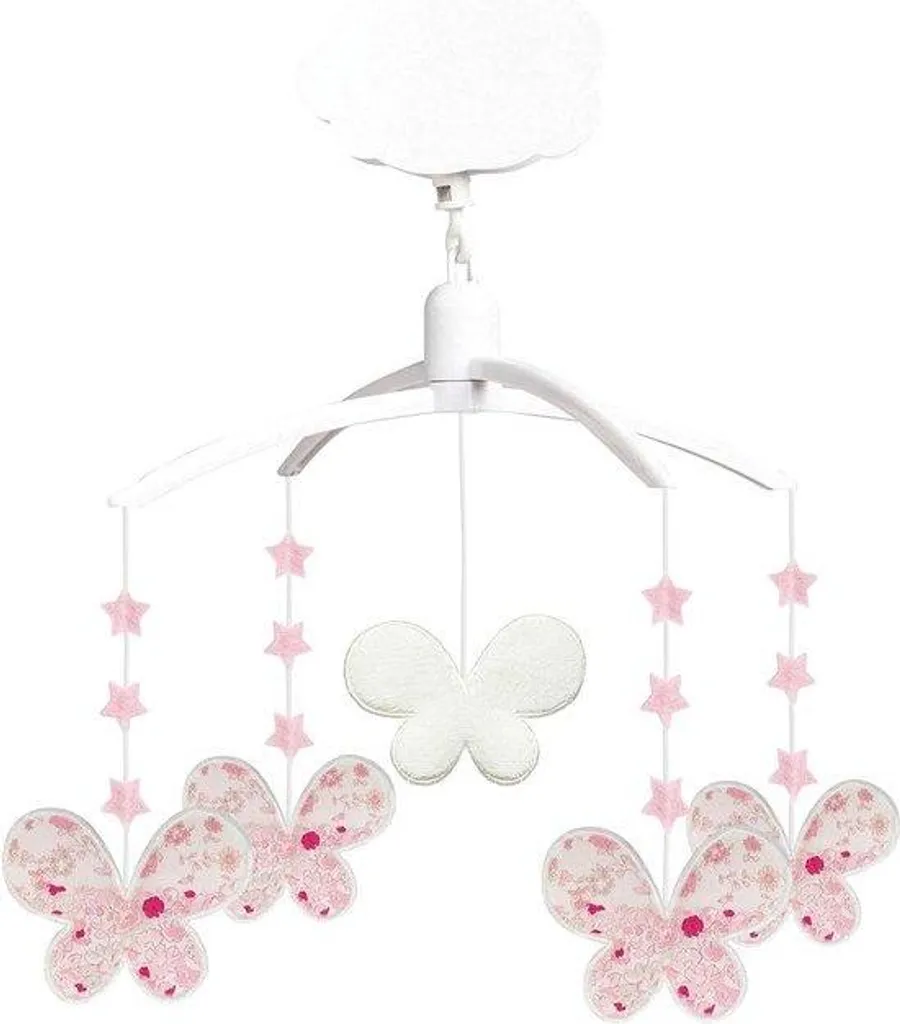 Boîte à musique rose motifs floraux et berceuse de Brahms - Style chic