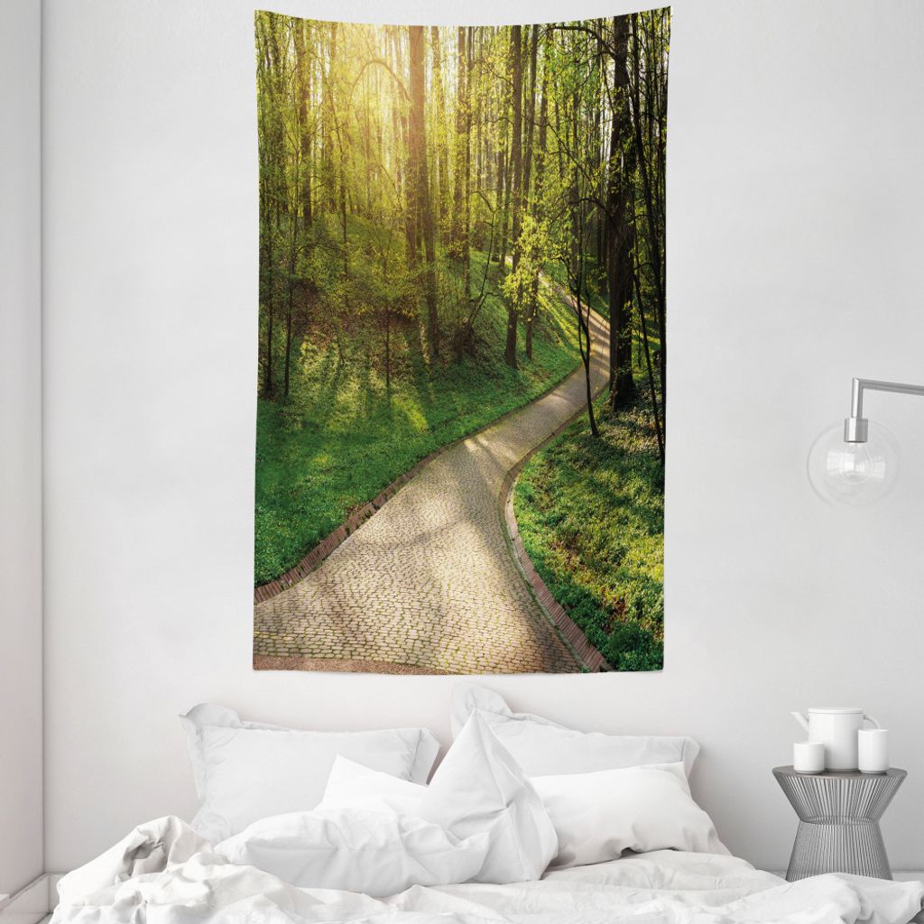ABAKUHAUS Draussen Wandteppich und Tagesdecke, Fußweg Green Park aus Weiches Mikrofaser Stoff Waschbar ohne Verblassen Digitaldruck, 140 x 230 cm,...