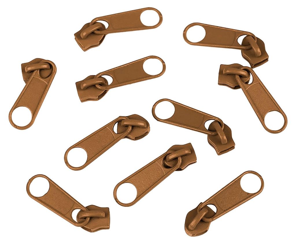 10 Reißverschluss Zipper für Endlosreißverschluss, 3mm, rehbraun