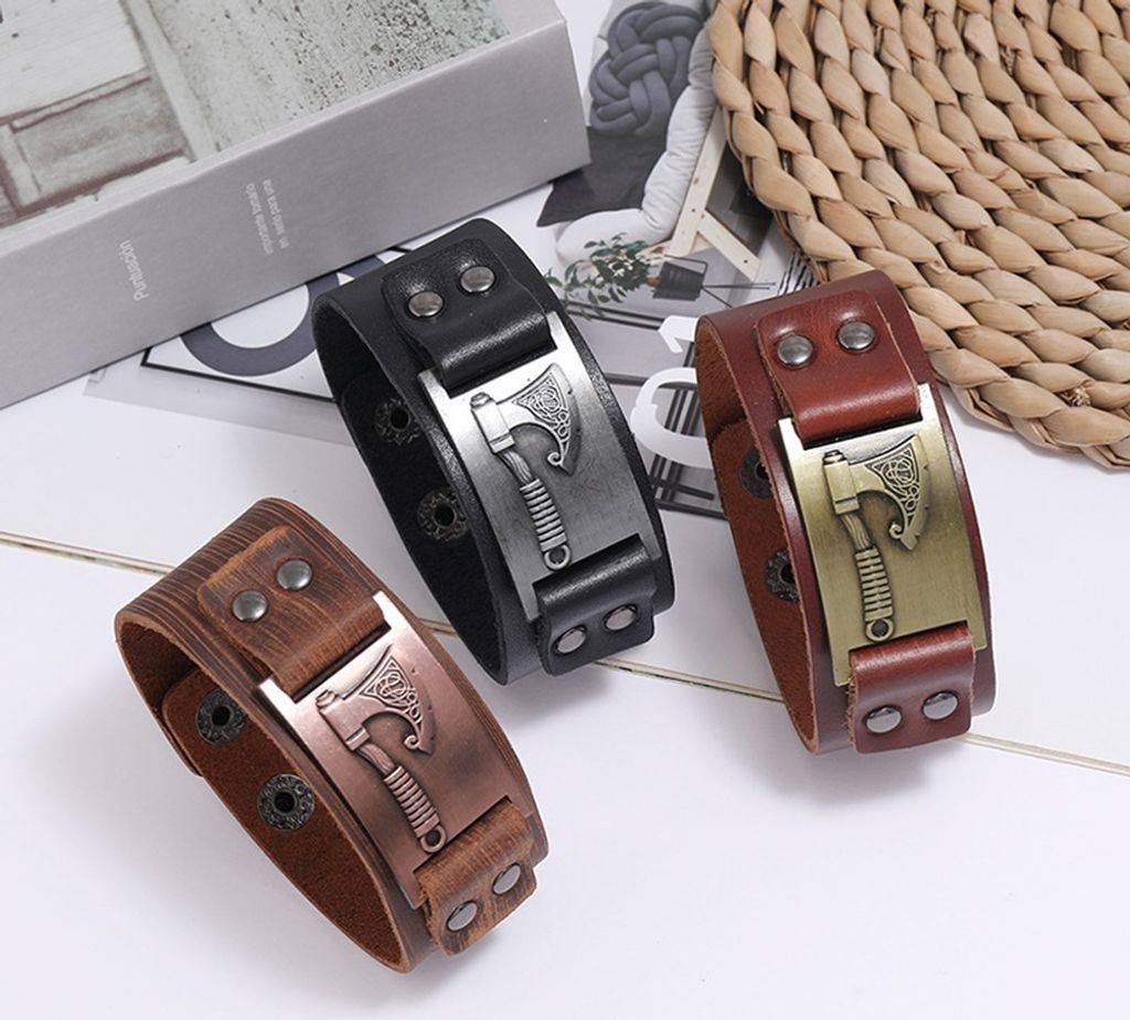 Wickinger Axt Silber Bronze Gold Armband verstellbar Mittelalter Gold