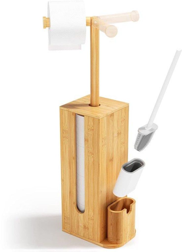 Bambus-Toilettenpapierhalter mit Bürste, 3in1, 71cm