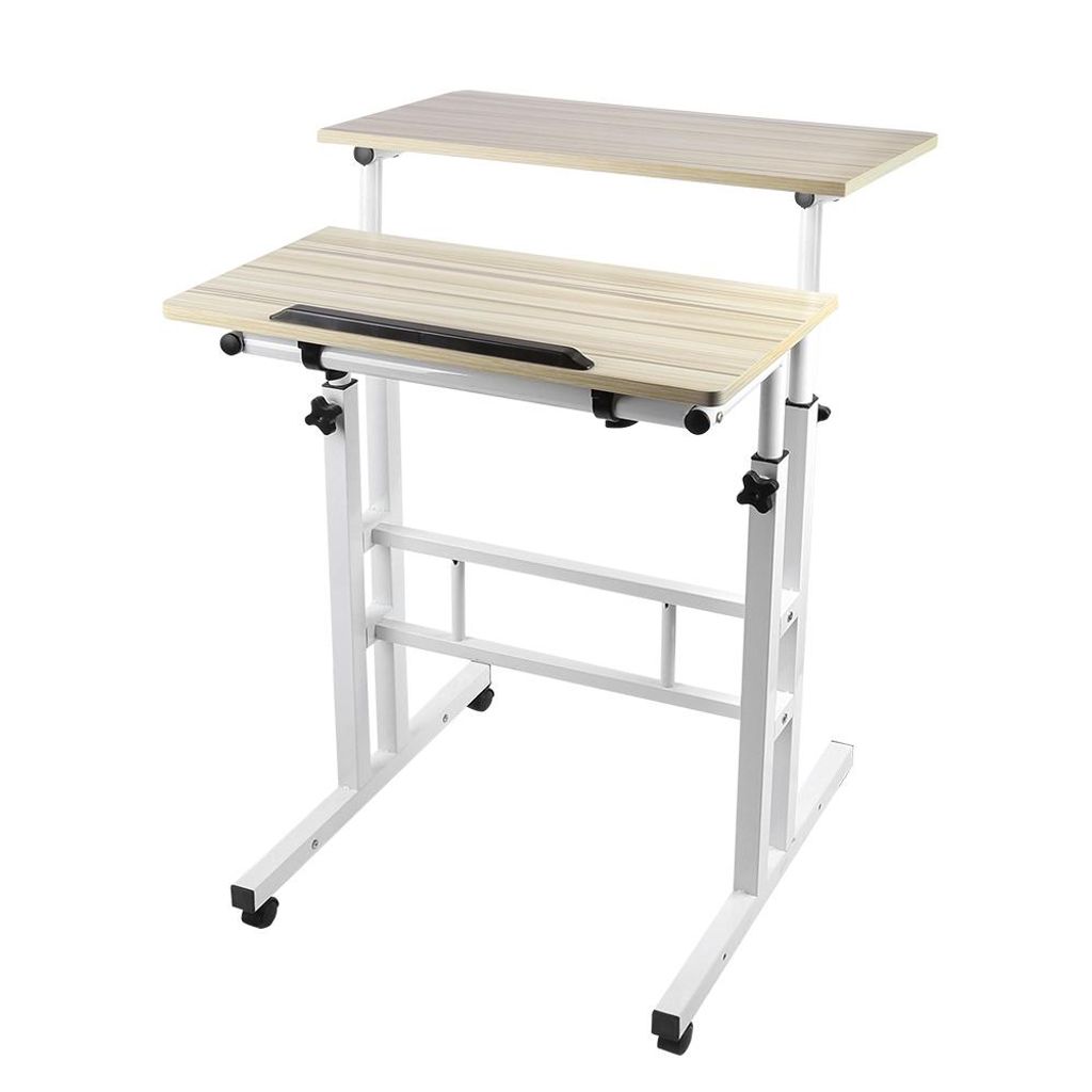 Schreibtisch Computertisch mit Rollen 60 x 60 cm mit neigbar Tischplatte höhenverstellbarer