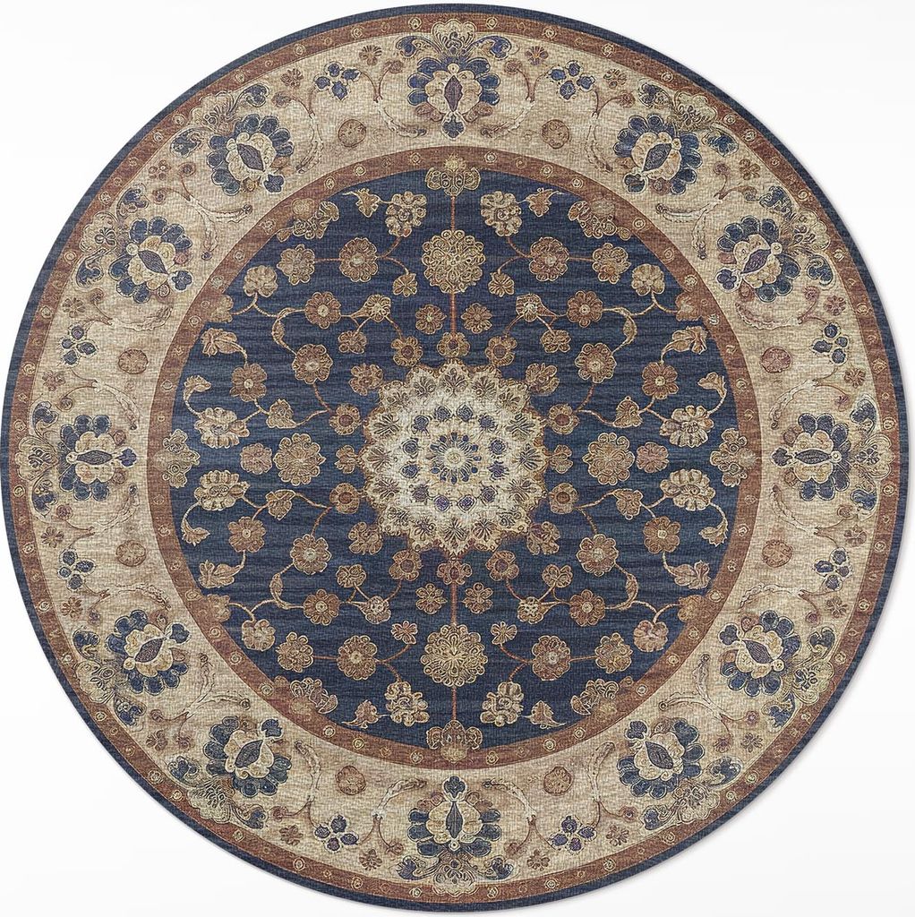 Orientalische Geometrie – Vinyl Fußmatte – Ø 70cm – Rutschfest – Pflegeleicht & Langlebig