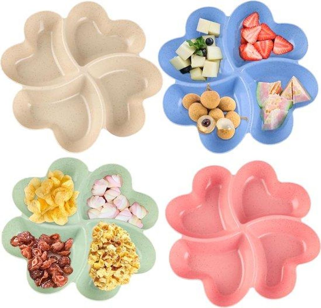 Herstellbare Snackbord mit Winkeln, 4er Set, Herzformige Obstschale, Tischunterteilung, herstellbar, für Früchte, Desserts, Snacks